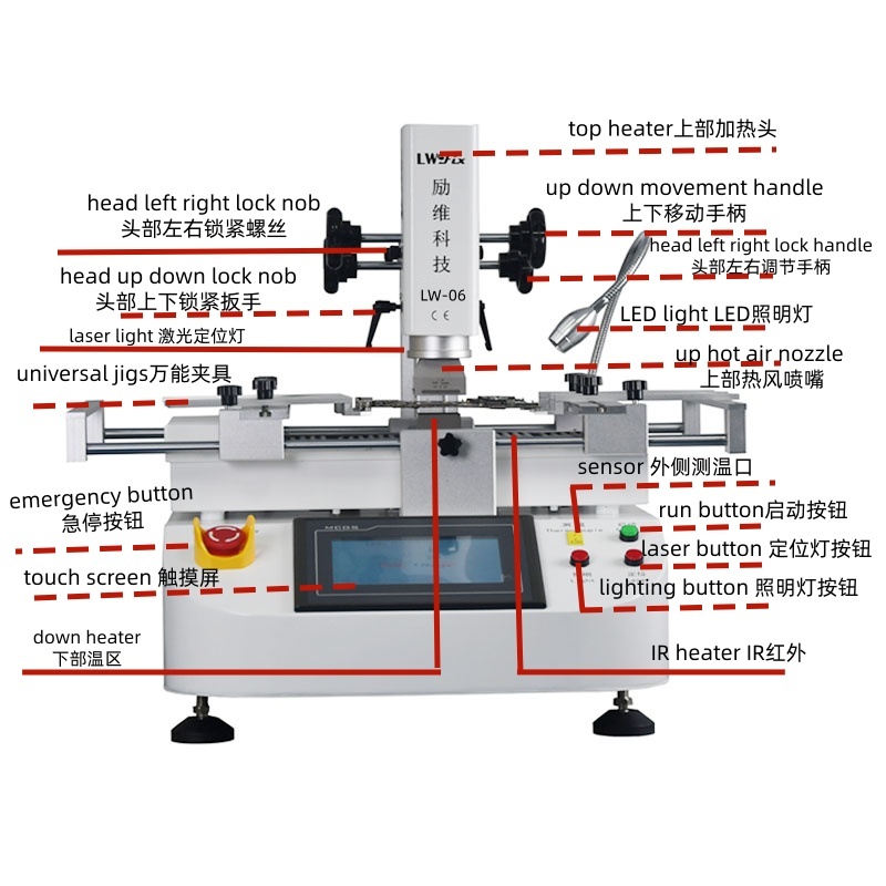 LW06 Rework Workbench Intelligent touch screen three-temperature BGA desoldering station SMT chip parts desoldering rework