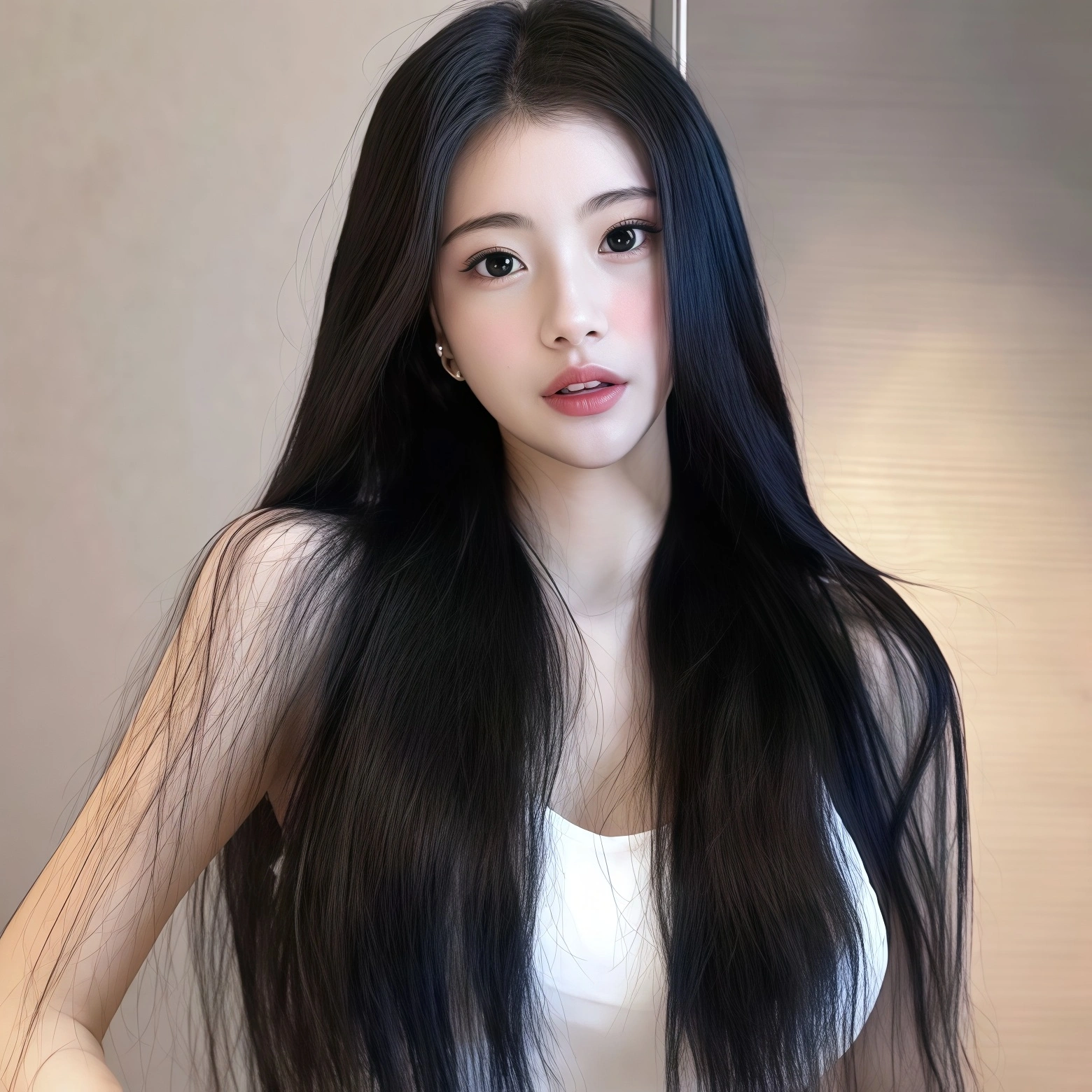 女性用ロング黒髪フルヘッドウィッグ