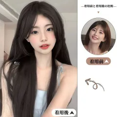 女性用ロング黒髪フルヘッドウィッグ