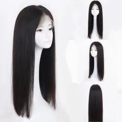 女性用ロング黒髪フルヘッドウィッグ