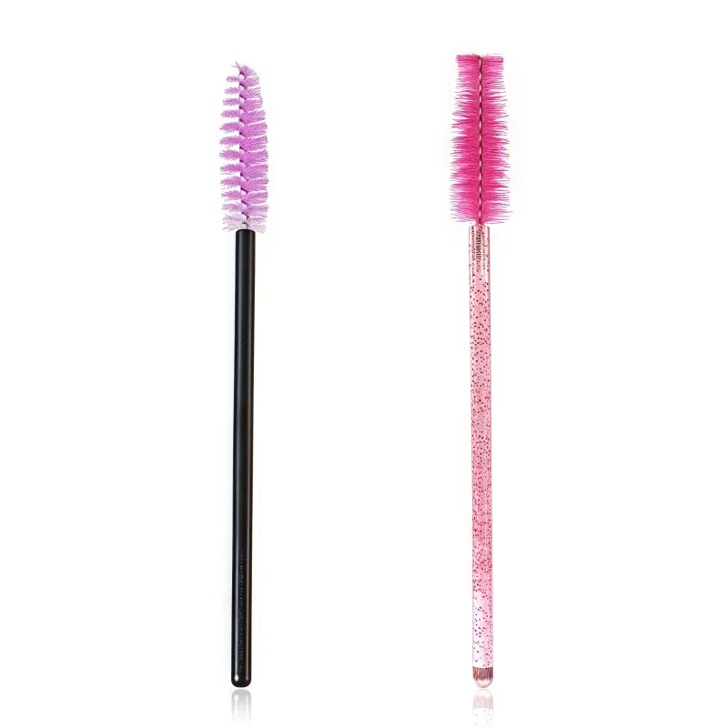 50個入りまつげエクステブラシ｜スパイラルアイブロウブラシ｜使い捨てカラークリスタルロッドまつげブラシ｜美容まつげブラシ｜卸売