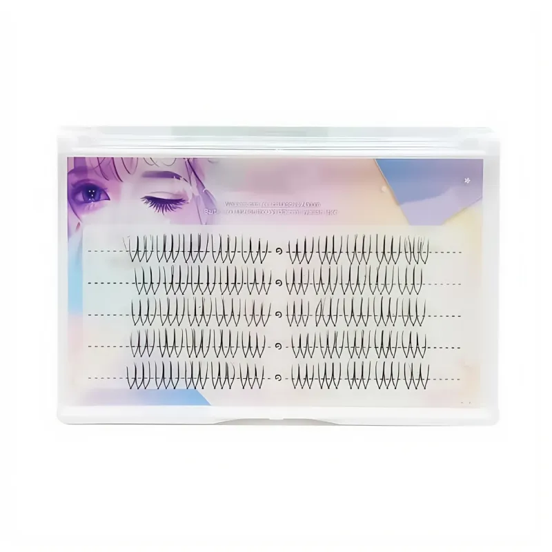 ガールズグループ風U字型ナチュラルタイプマルチクラスター分割式透明ベース仮睫毛｜日常使いフェアリーバービーアイ