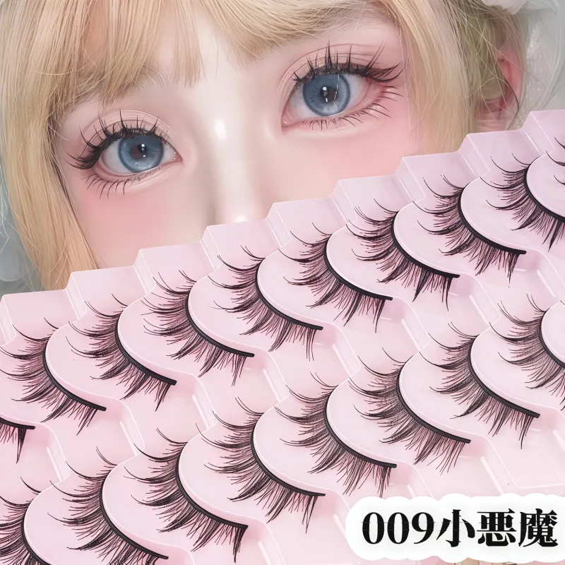 硬い茎のつけまつげ｜ママセンチメンタル漫画風小悪魔スタイル｜10組セット｜サポート力のある硬い茎でしっかりフィット