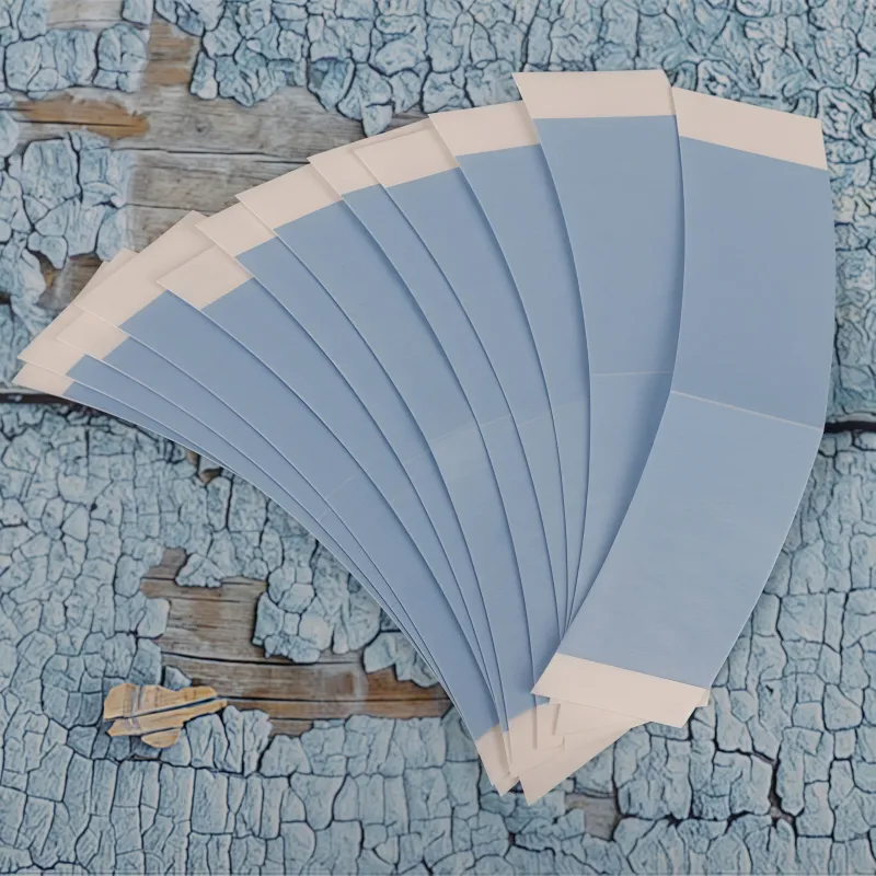 青い両面接着ウィッグヘア交換フィルム｜織りヘア交換ウィッグ｜両面接着フィルムレースヘアブロックフィルム