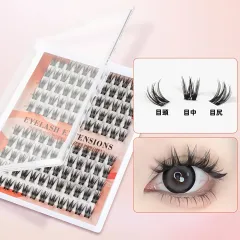 純粋な野生小悪魔つけまつげ｜毎日デート用｜女性向け大ボリューム｜厚いシングルクラスターまつげ｜初心者向け細い幹