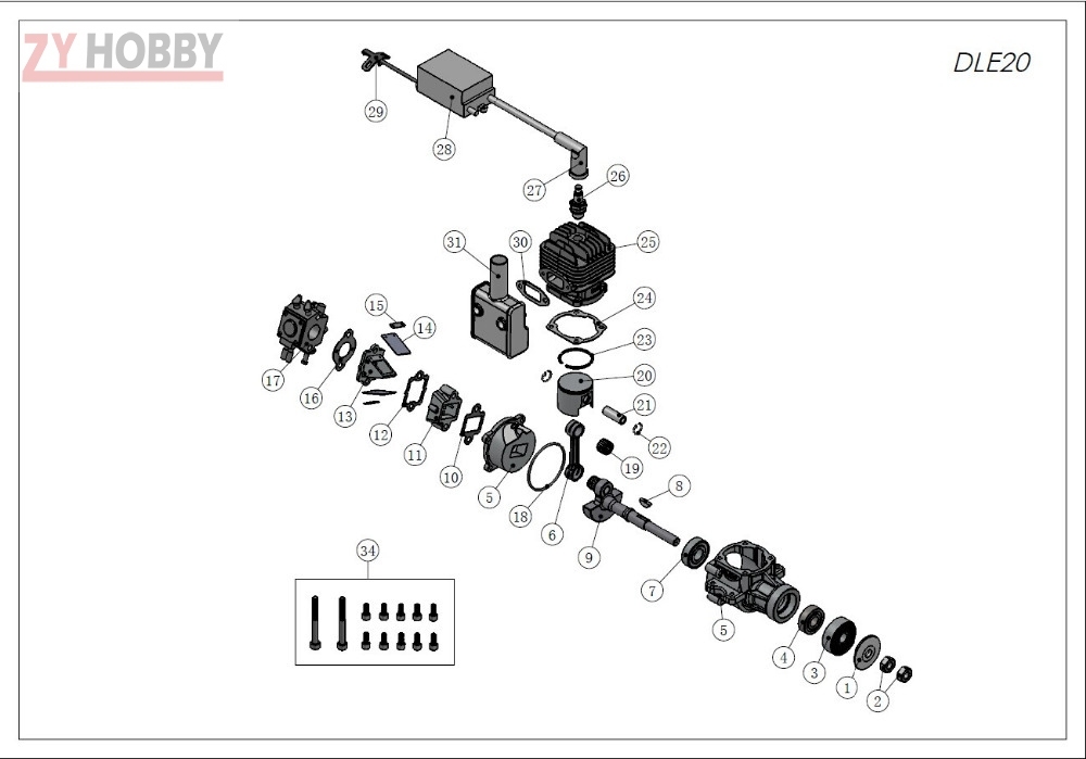 2PCS/Pack DLE Engines Propeller Prop Drive Nut For DLE-20RA DLE20