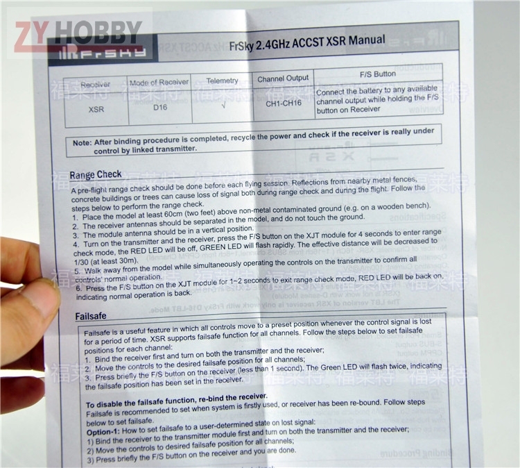 FrSky XSR 2.4G 16CH ACCST Receiver S-Bus CPPM Output Support X9D X9E X9DP X12S X Transmitter Series