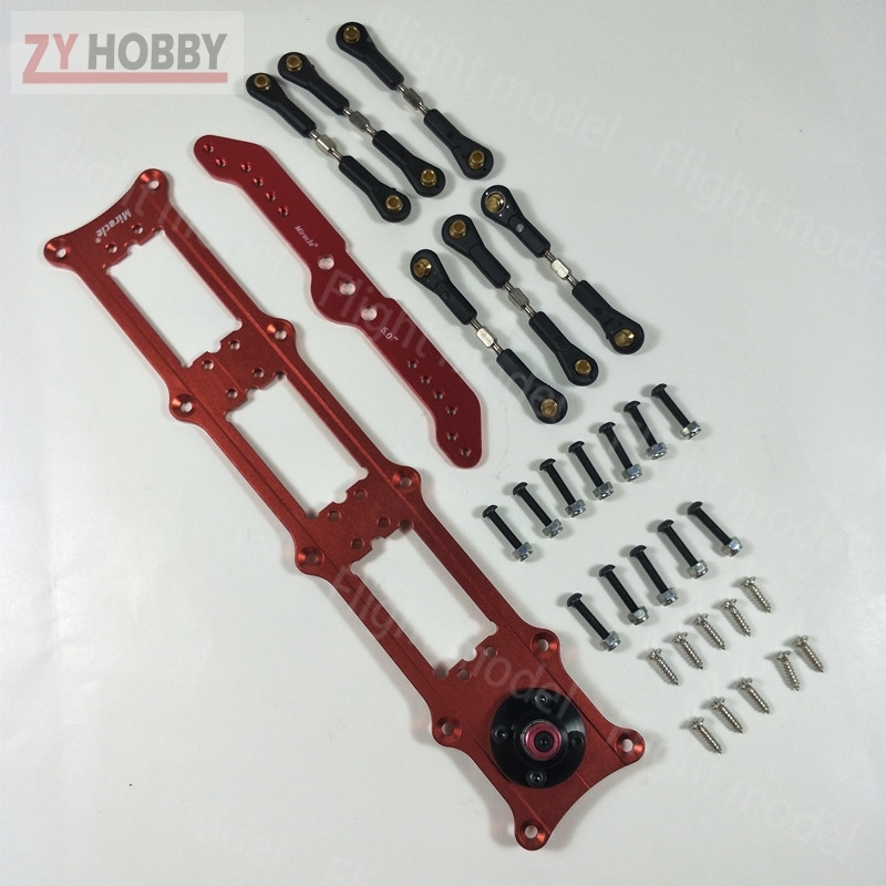 Aluminum Alloy Servo Rudders Mount Rudder Tray Set with 5 inch Double Servo Arm For 3 Servo