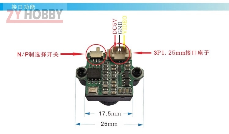 Zyhobby Super Light 1000TVL HD Mini  FPV Camera Lens With Angle Adjustable Holder For QAV250 210 Racer