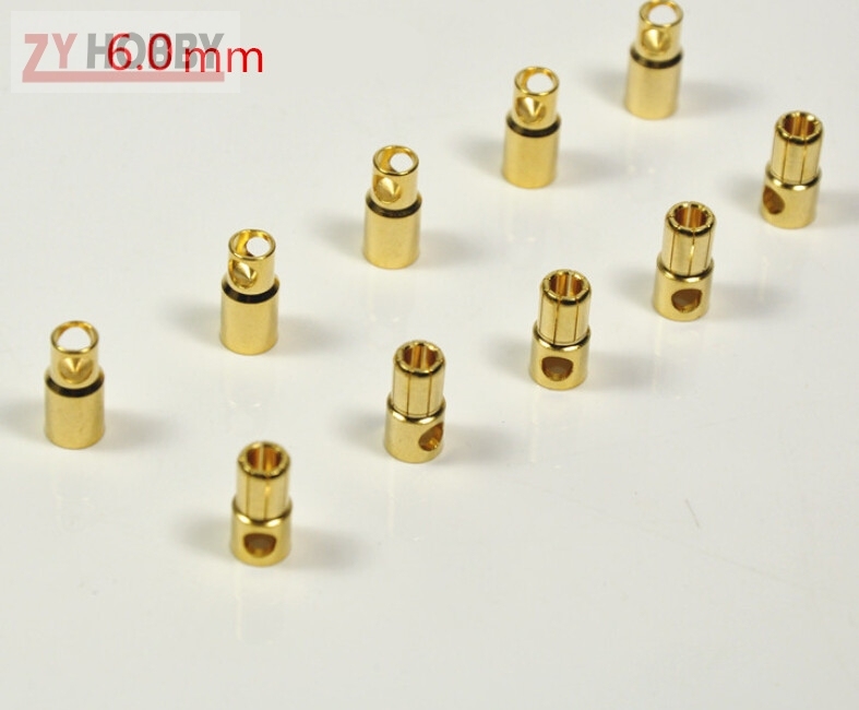 10 Pairs Gold Plated Male and Female Bullet Connector (2mm~8mm)