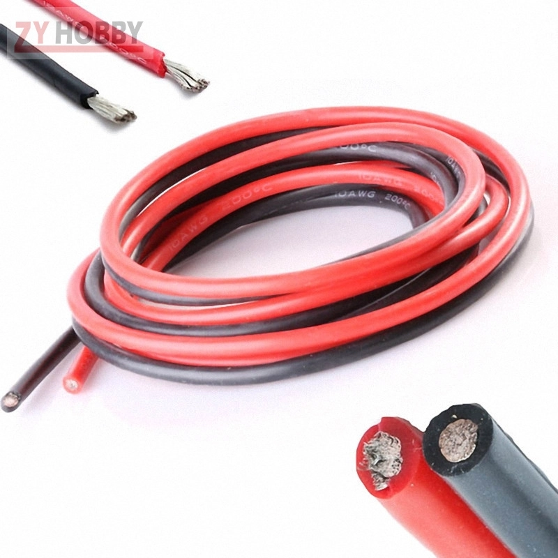 Soft Heatproof Silicone Wire ( 1m red and 1m Black) - 10AWG to 28AWG