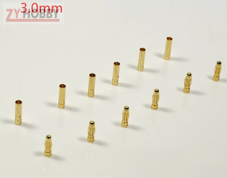 10 Pairs Gold Plated Male and Female Bullet Connector (2mm~8mm)