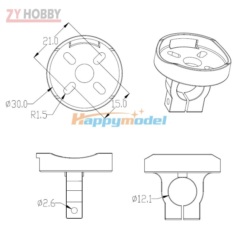 4Pcs/set D12mm Plastic mount holder for 2204/2205/2206/2208/2212 brushless motor Red Color