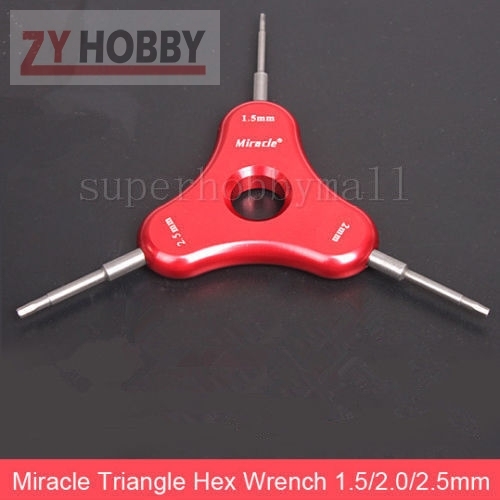 Miracle RC Hobby Accessory Aluminum Alloy Triangle Hex Wrench 1.5mm/2.0mm/2.5mm Zyhobby