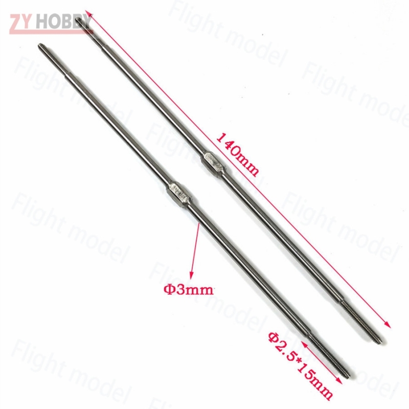 2pcs/lot 140mm length M3 Metal Push Rods For RC Airplane Stable Connection Rod 3*140mm