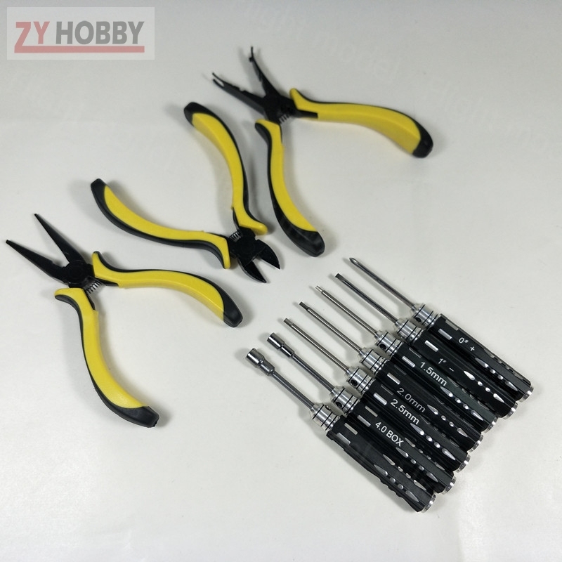 10pcs RC Tool Kit Set Screwdriver Hexagon Socker Piler With Carrying Case For RC Model