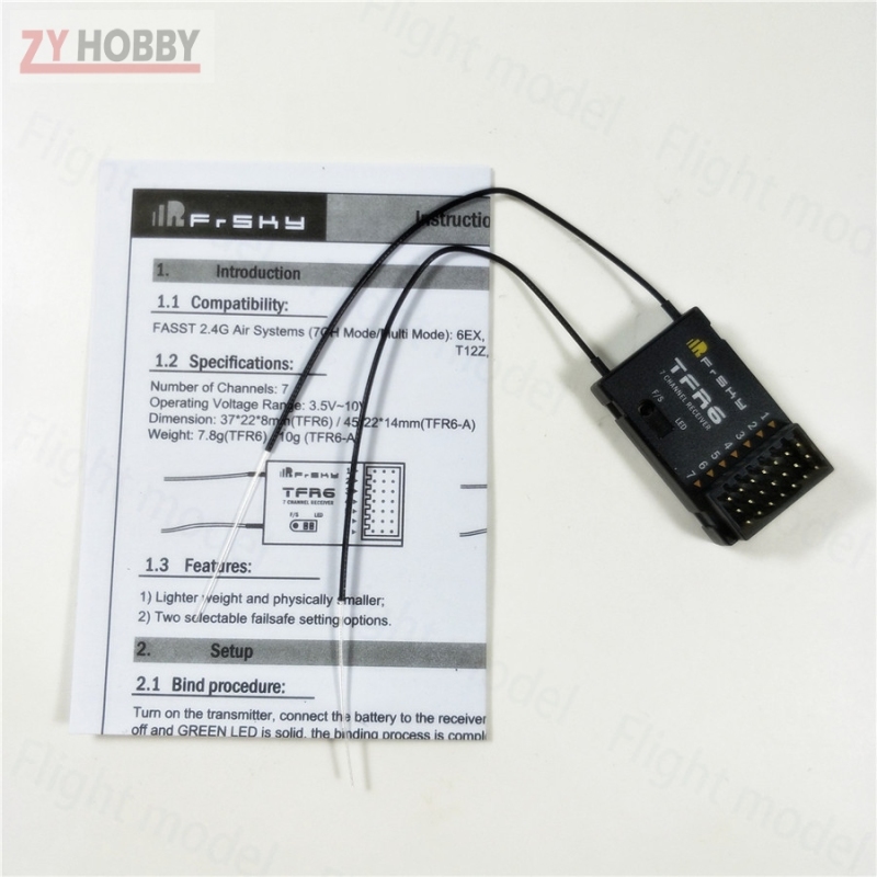 FrSky TFR6 7Channel 2.4GHz FASST Compatible Receiver Airplane Helicopter
