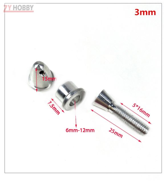 2mm, 3mm, 3.17mm, 4mm, 5mm, 6mm, 8mm RC Aluminum Bullet Propeller Adapter Holder/ Prop Shaft