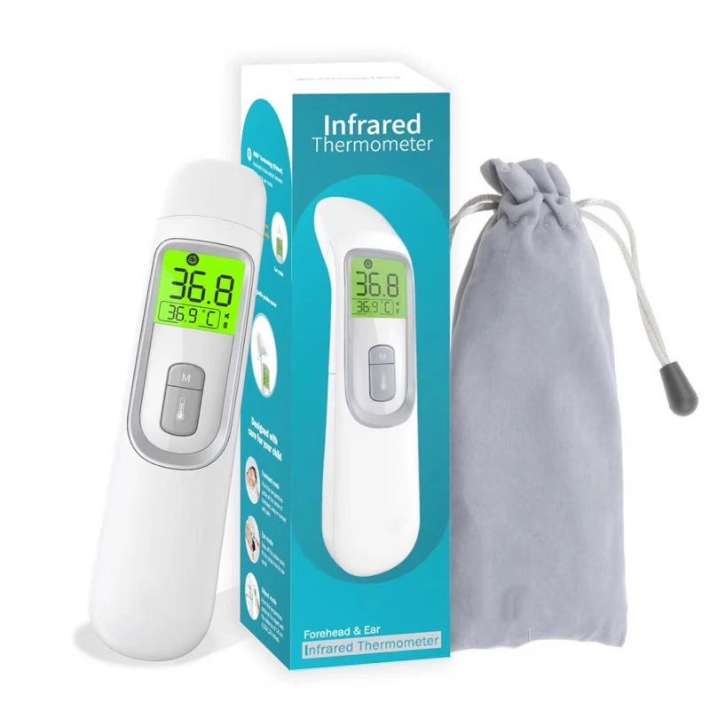 Forehead &amp; Ear Infrared Thermometer Temperature Gun with LCD Backlight for Adult Baby