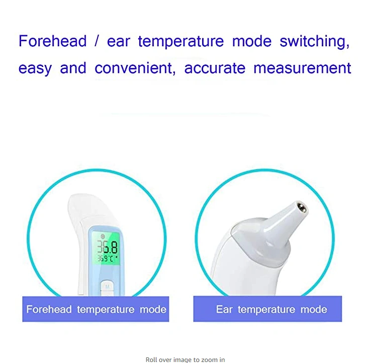 Forehead &amp; Ear Infrared Thermometer Temperature Gun with LCD Backlight for Adult Baby