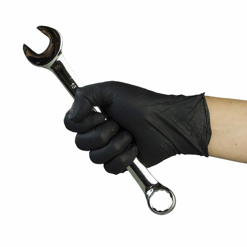 Industrial Black Medical Nitrile Gloves Disposable Ambidextrous Latex Free Textured