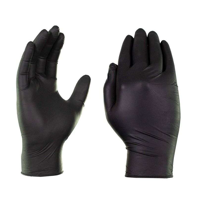 Industrial Black Medical Nitrile Gloves Disposable Ambidextrous Latex Free Textured