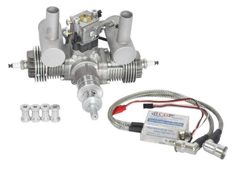 RCGF 30cc Twin Cylinder Petrol/Gasoline Engine Dual Cylinder with Muffler/Ignition/Spark plug