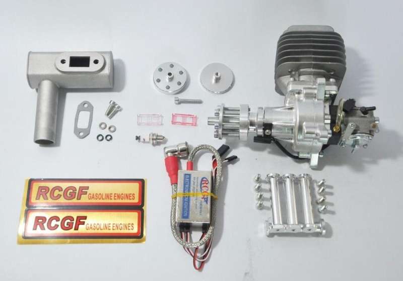 RCGF 60cc Single Cylinder Petrol/Gasoline Engine with Side Exhaust Pipe