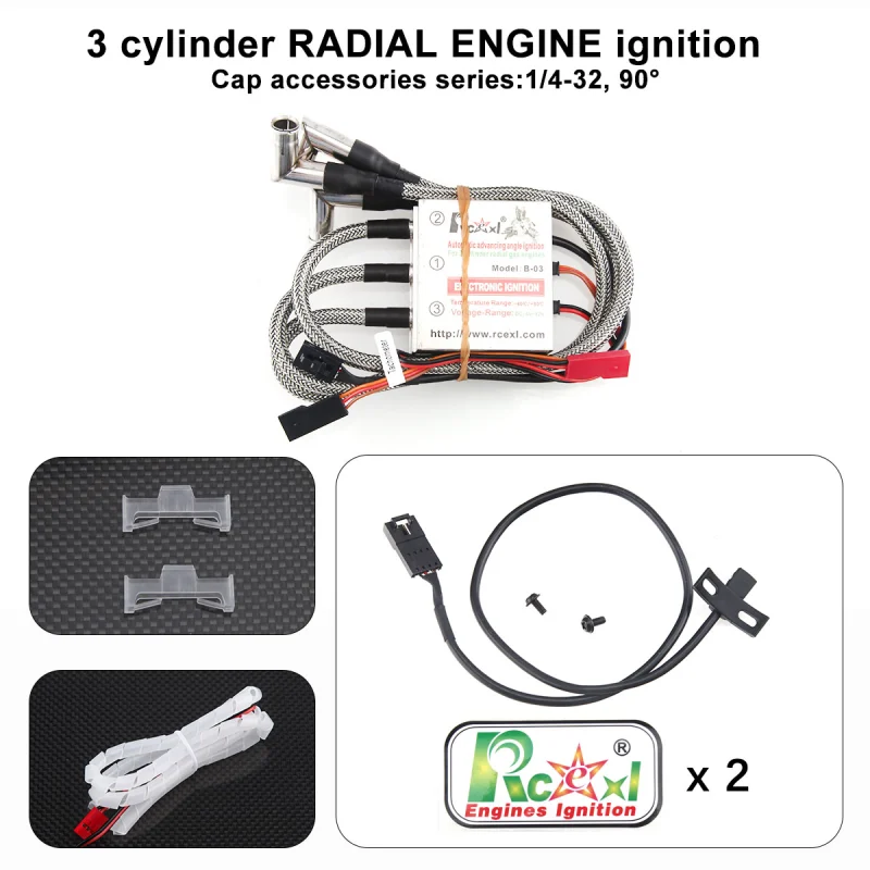 Rcexl 3 Cyliners RADIAL ENGINE Ignition for ME-8 1/4 -32/CM-6--10MM