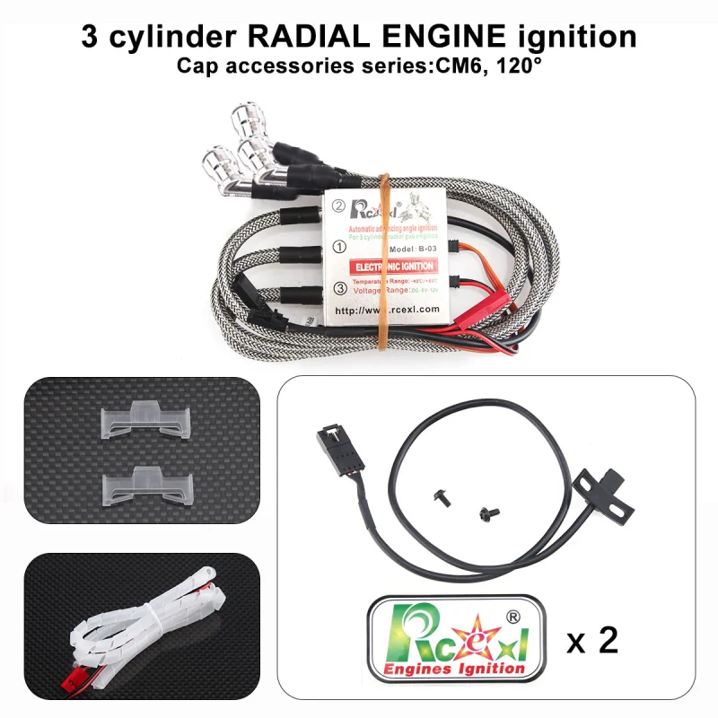 Rcexl 3 Cyliners RADIAL ENGINE Ignition for ME-8 1/4 -32/CM-6--10MM