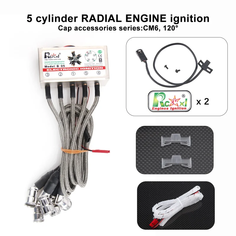 Rcexl 5 Cylinder RADIAL ENGINE Ignition For NGK CM6 10MM 120 Degree With Hall sensor