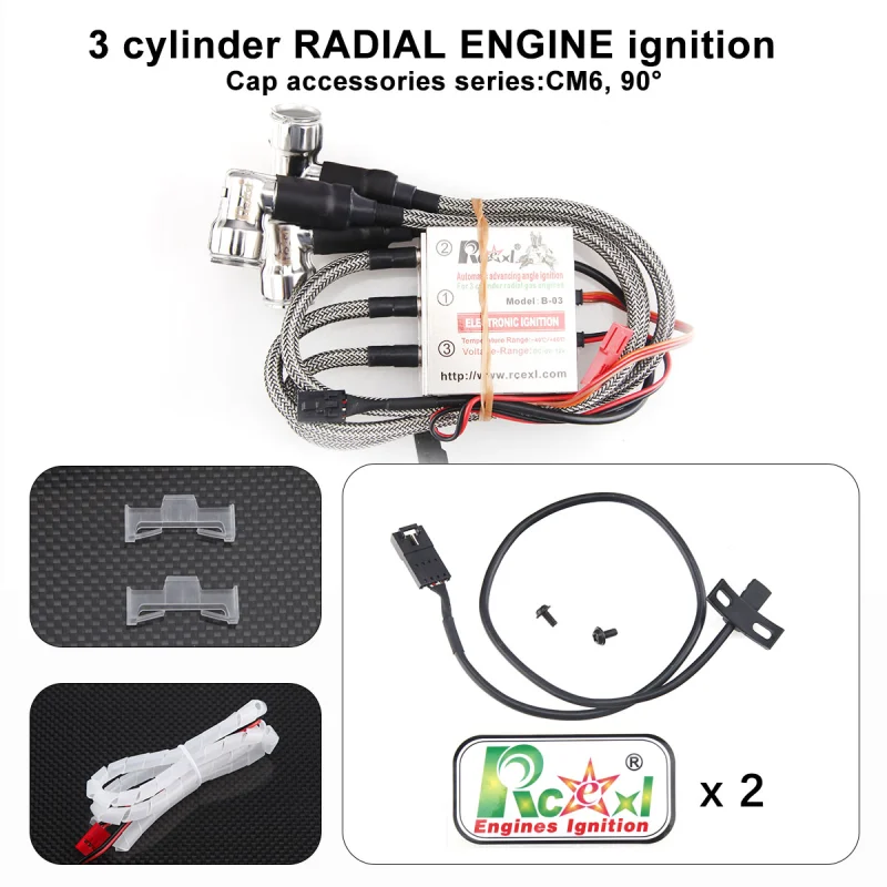 Rcexl 3 Cyliners RADIAL ENGINE Ignition for ME-8 1/4 -32/CM-6--10MM