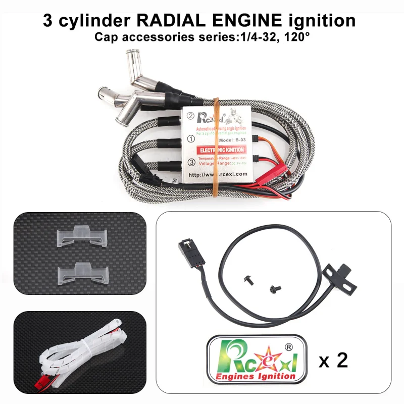 Rcexl 3 Cyliners RADIAL ENGINE Ignition for ME-8 1/4 -32/CM-6--10MM