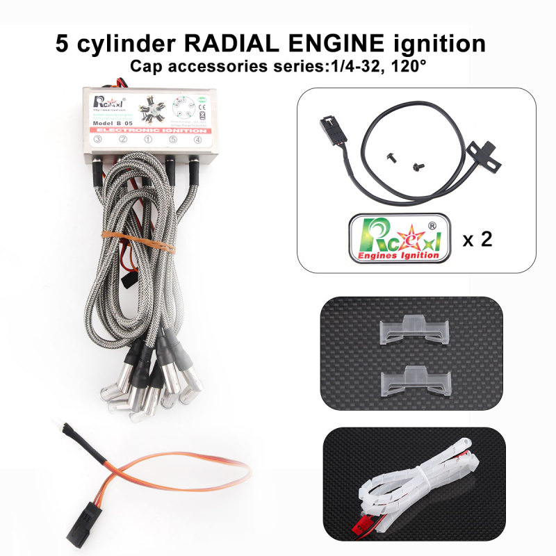 RCEXL 5 Cylinder Radial Engine Ignition CDI w/ 120degree for NGK ME-8 1/4 -32