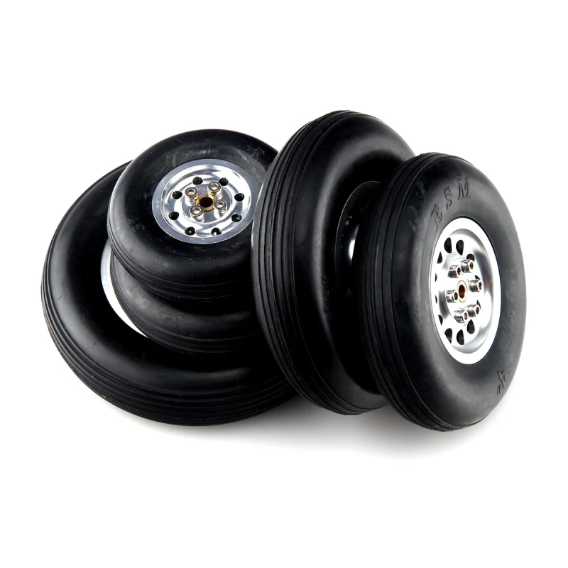 1Pair Durable Rubber Wheels for RC Plane - Size 1.7~4.5inch to Pick