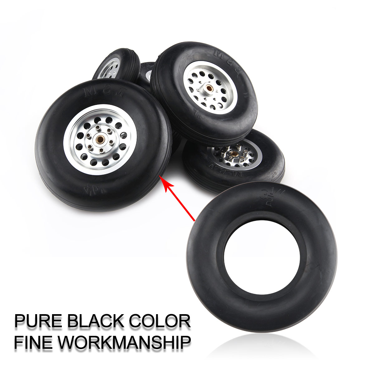 1Pair Durable Rubber Wheels for RC Plane Size 1.7 6inch to Pick