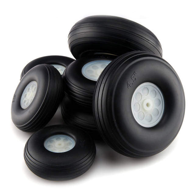 1 Pair  1 inch to 7 inch PU Wheels Tires with Plastic Hub