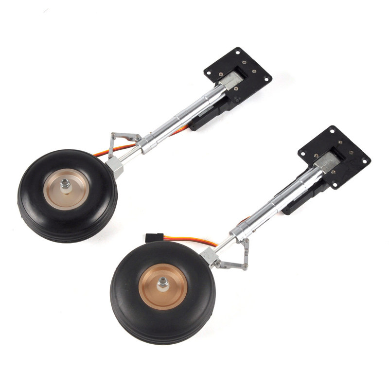 1 Set 3.5kg RC plane Main Electric Retractable Landing Gear Metal Steering Seat Anti-vibration Landing Gear With Wheels