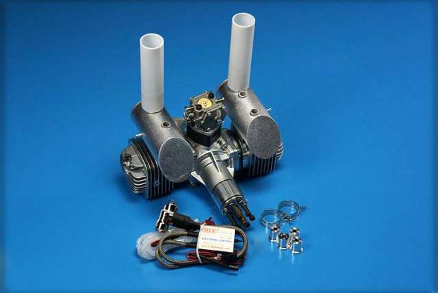 DLE 120CC Two Stroke  Twin Cylinder Side Exhaust Gasoline Engine for RC Aircraft