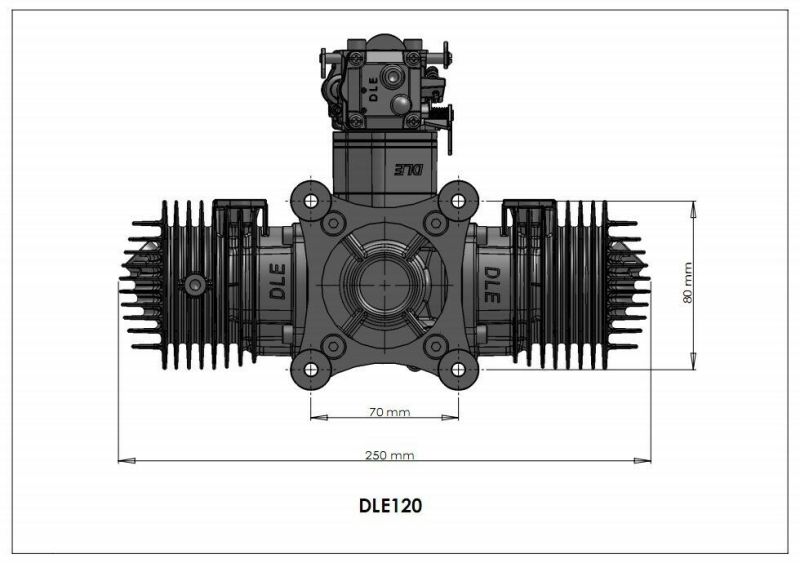 DLE 120CC Two Stroke  Twin Cylinder Side Exhaust Gasoline Engine for RC Aircraft