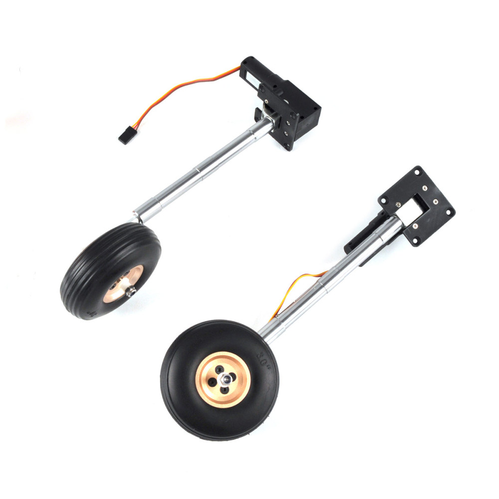 2pcs Main Electric Servoless Retract Landing Gears w/ Wheel for 4-6kg RC Aircraft