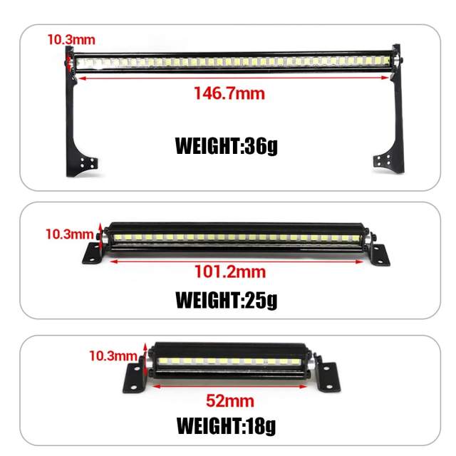 RC Car Roof LED Light Bar for 1/10 RC Crawler Axial SCX10 90046 90060 SCX24 Jeep JK Rubicon Body