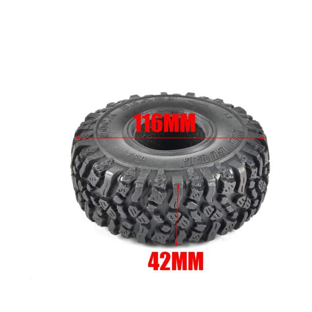 1.9&quot; Wheel Tires 4PCS for RC Car Rubber 116*42MM for 1:10 RC Crawler Car Axial SCX10 90046 AXI03007 TRX4
