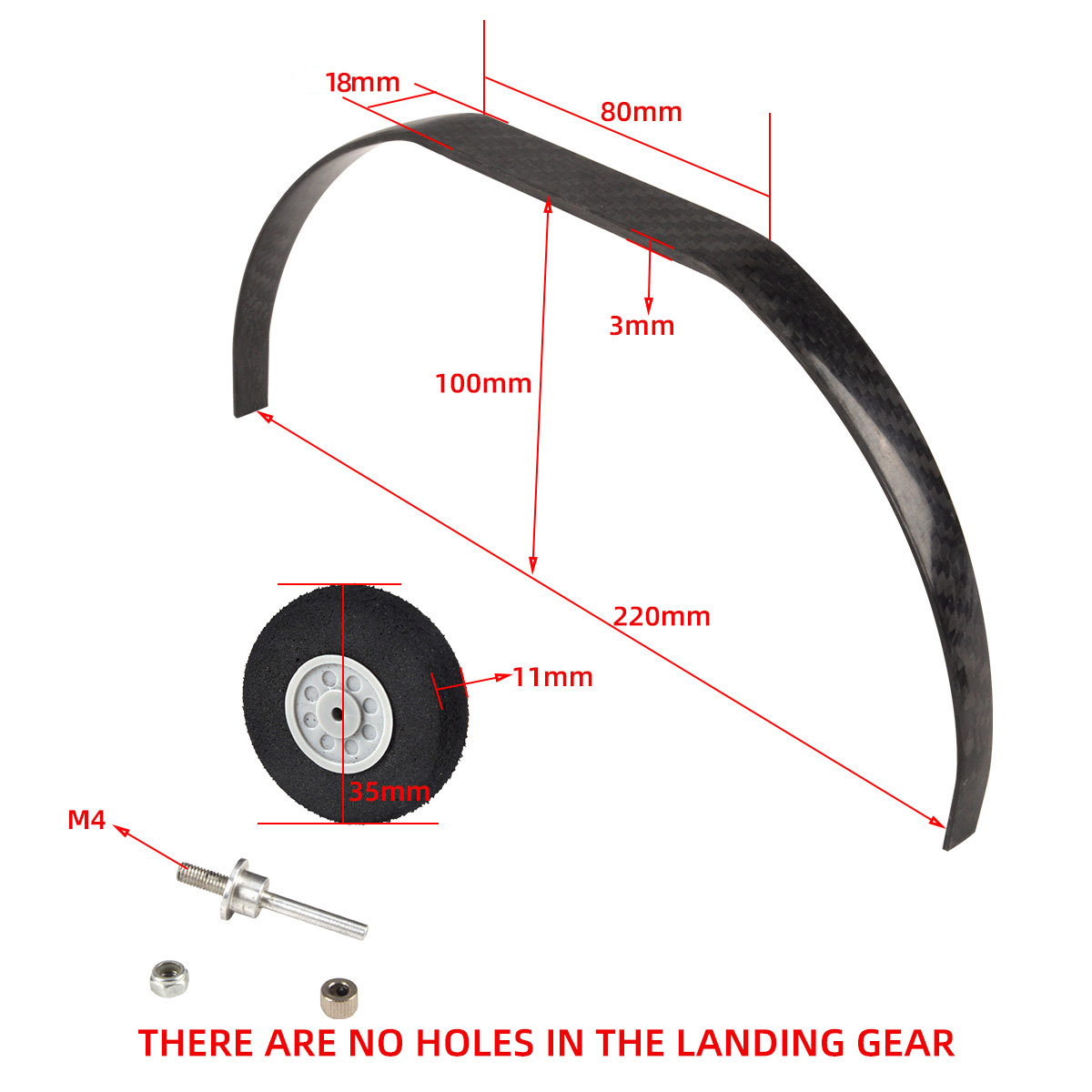 1 Set Carbon Fiber Landing Gear Undercarriage With Wheels for RC