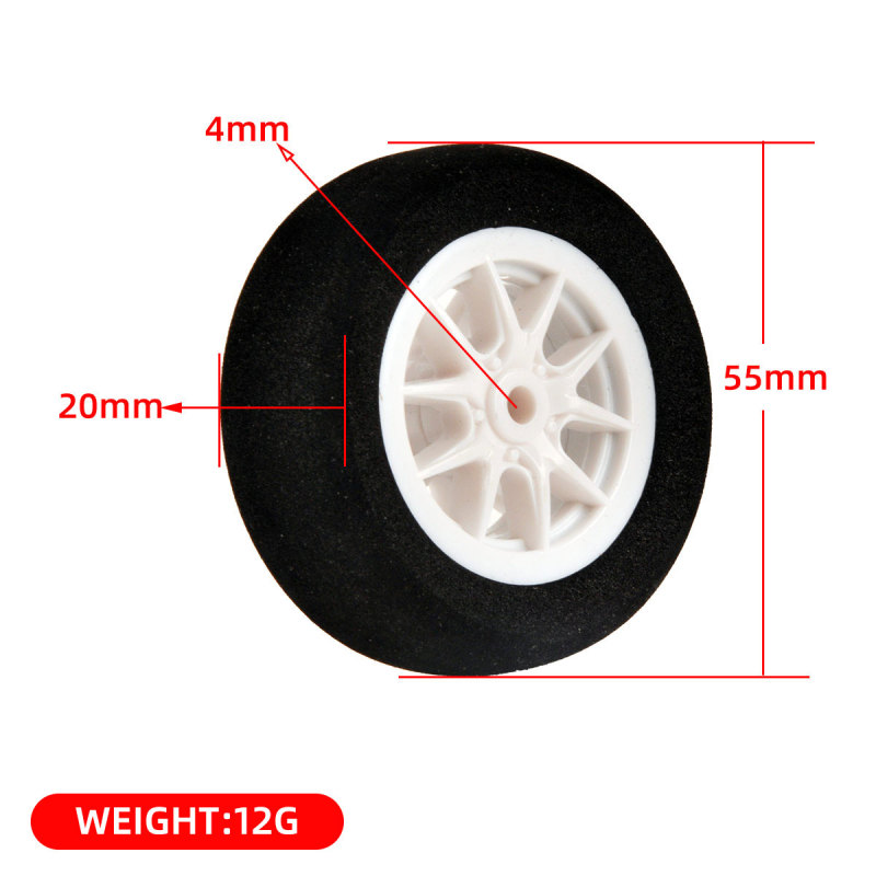 1 Pair Sponge Wheel Plastic Tires Hub 55mm 65mm 80mm 100mm 115mm 130mm for RC Model Airplane