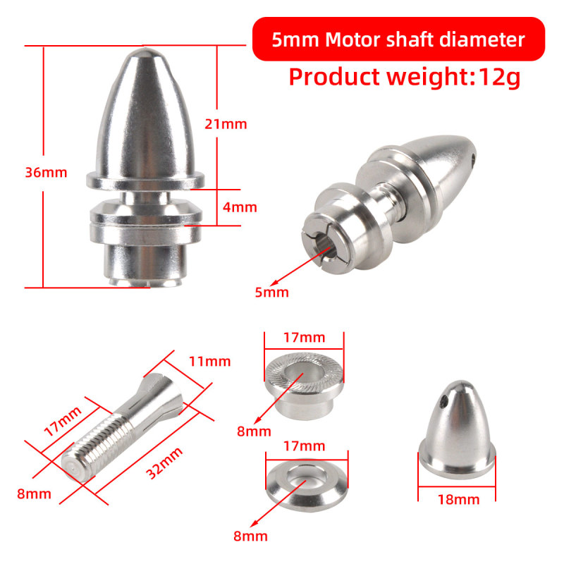 2mm, 3mm, 3.17mm, 4mm, 5mm, 6mm, 8mm RC Aluminum Bullet Propeller Adapter Holder/ Prop Shaft