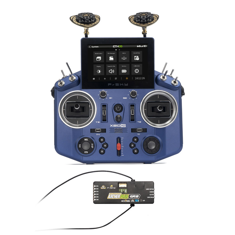 NOBRIM Tandem X20HD Updated FCC Controller Digital Telemetry Transmitter (Blue FCC) and Receiver 2.4GHz Access Points for R/C Model Airplanes (Black Remote Control)