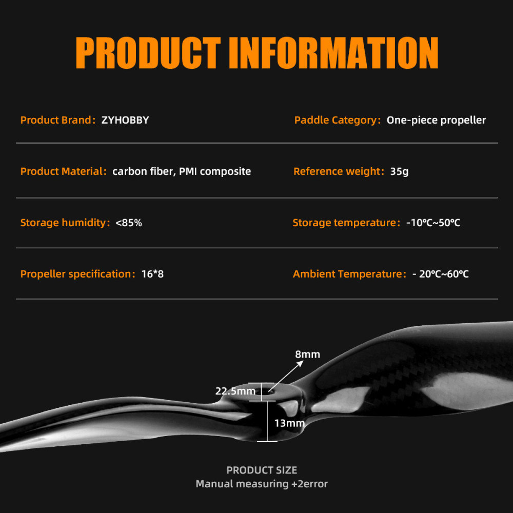 Carbon Fiber Propeller Electric 16x8 18x8 inches for RC Electric Model Airplanes