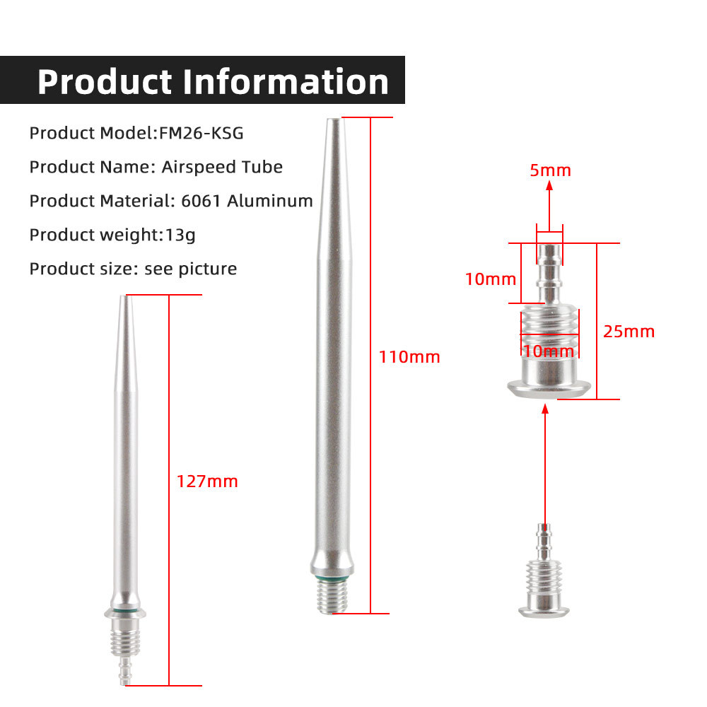 Air Speedmeter Airspeed Sensor for Fix-Wing Airplane 6061 Aluminum