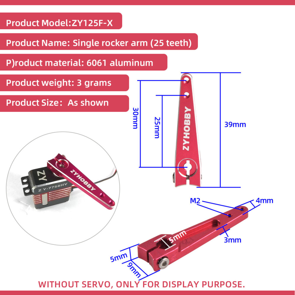 Aluminum Alloy Arm Servo Rocker Arm Gear Hole Steering 1/1.25 inch for RC Model Airplane Car Crawler